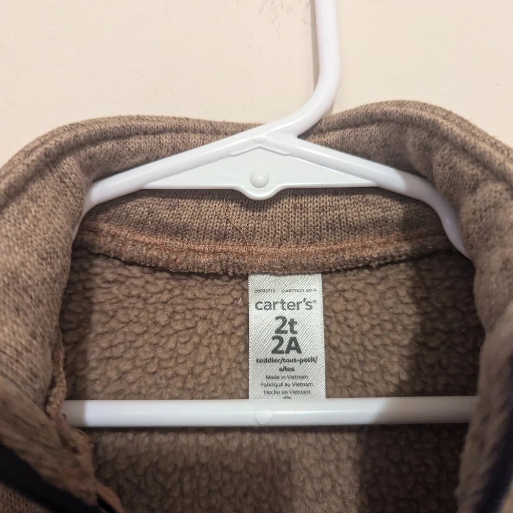 Carter's Tan Knit Fleece Vest with Navy Pocket